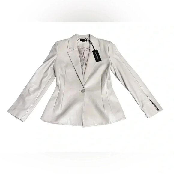 NWT women’s Lamarque X REVOLVE Betty Grey lamb Leather Blazer in Grey SZ small - Picture 4 of 12